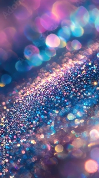 Obraz Close-up texture of sparkling multicolored nail polish with shimmering glitter and dreamy bokeh light effects