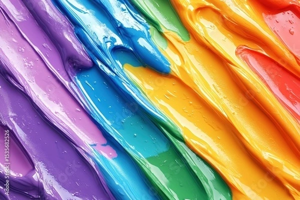 Obraz Glossy streaks of colorful nail polish swirled diagonally in vibrant rainbow hues with a smooth textured finish