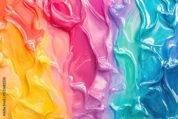 Obraz Swirled glossy texture of nail polish in soft pastel rainbow colors with a liquid, fluid finish and high shine