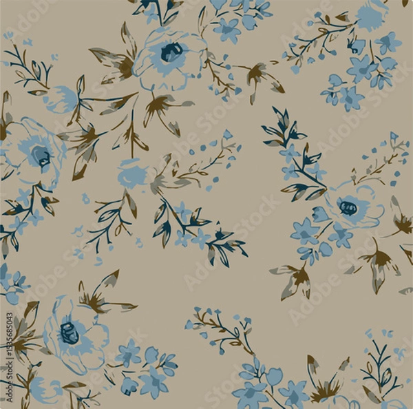 Fototapeta botanical floral, vector, seamless pattern , herbs and leaves ,big set, background with flowers