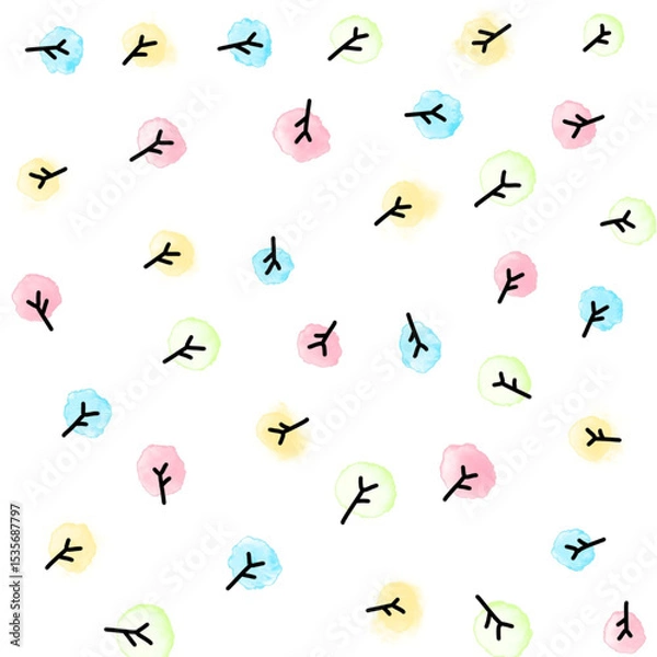 Fototapeta seamless pattern of colorful tree. Made in eps