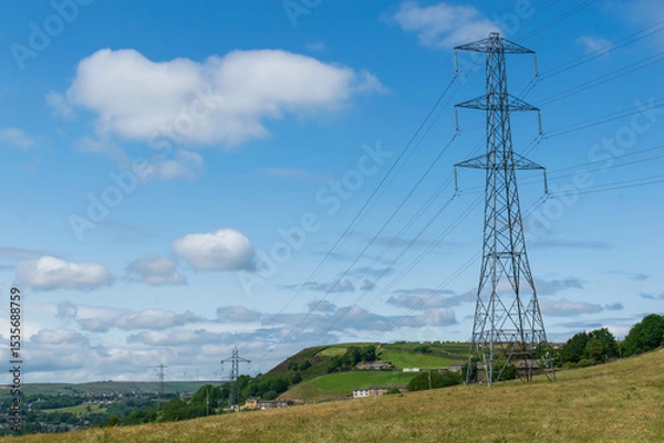 Fototapeta high voltage power lines