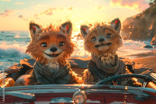 Obraz Two foxes at the beach 