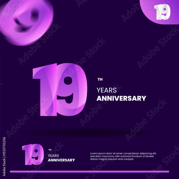 Obraz 19th anniversary logo design