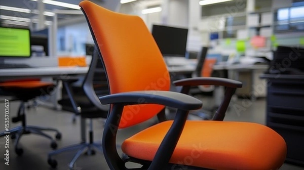 Fototapeta This chair combines a contemporary ergonomic design with high-quality fabric upholstery, making it suitable for modern workspaces
