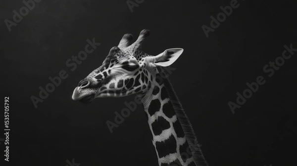 Fototapeta This dignified and proud giraffe, now in its elderly years, has developed wrinkles around its eyes over time