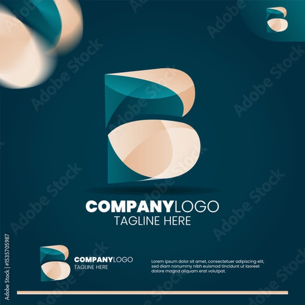 Obraz Abstract letter B gradient logo design