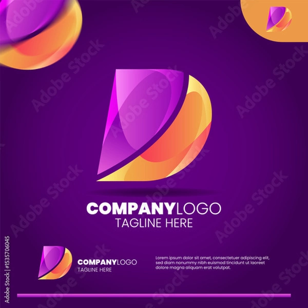 Obraz Abstract letter D gradient logo design