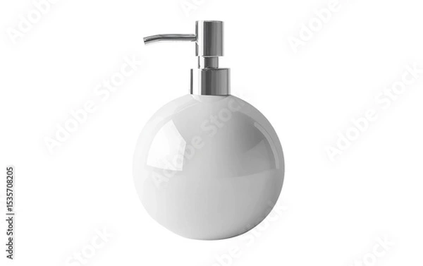 Fototapeta Minimalist white ceramic soap dispenser levitating with elegant clean lines and modern style isolated on transparent background PNG
