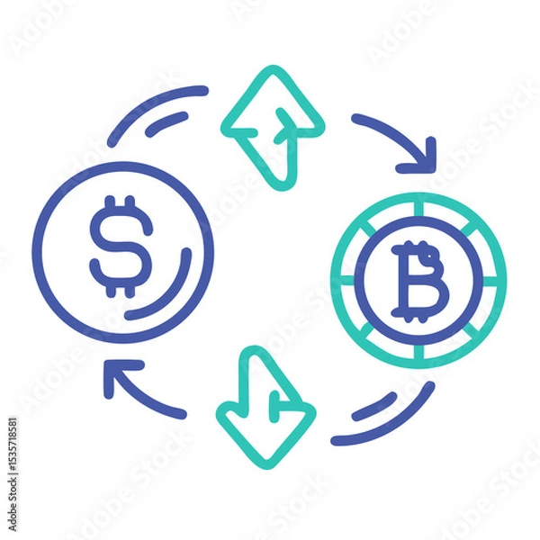 Obraz Bitcoin and Dollar Icon: Exploring Cryptocurrency, Digital Payments, and Financial Innovation