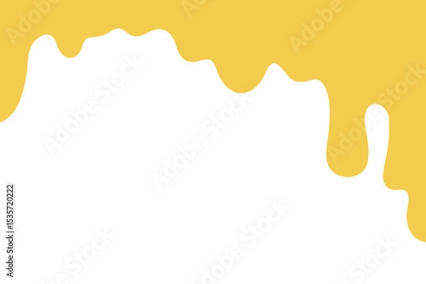 Fototapeta Liquid yellow flowing dripping honey, melted cheese, isolated on a white background, vector illustration, flat design. Graphic element of page separation, decoration, design, label, banner