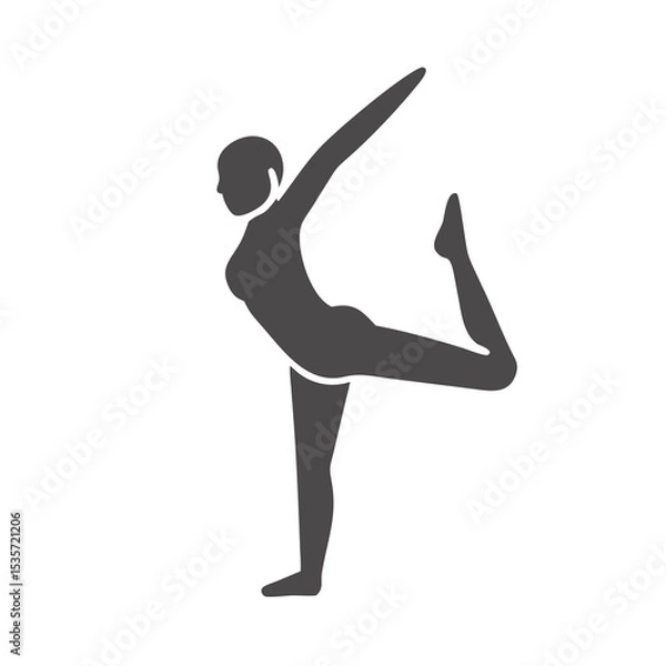 Obraz Black and White Yoga Pose Silhouette: Dynamic Fitness Art