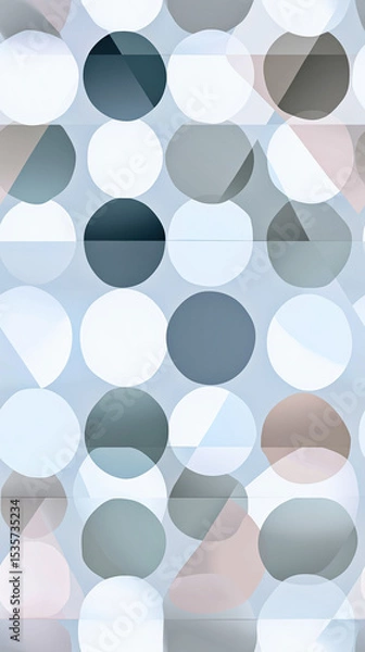 Obraz Modern Abstract Geometric Pattern with Rounded Triangles and Circles – Soft Pastel Grid Design for Backgrounds and Textures