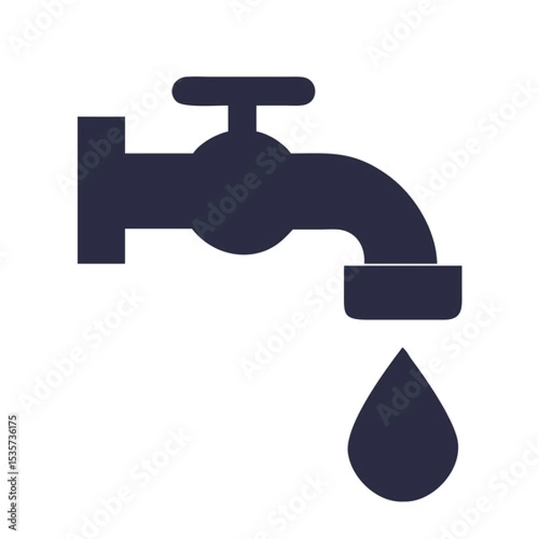 Obraz Water conservation faucet icon in minimal solid style