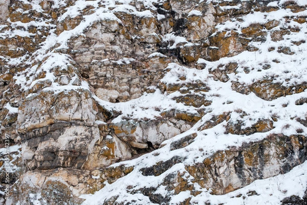 Obraz A rocky mountain covered in snow