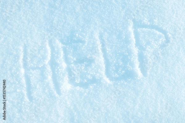 Obraz an inscription in the snow that requires help