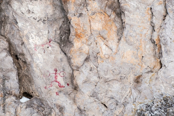 Obraz A rock with two drawings on it