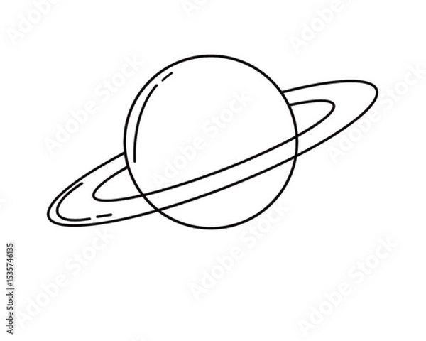 Obraz Vector Black Outline Icon - Saturn Planet