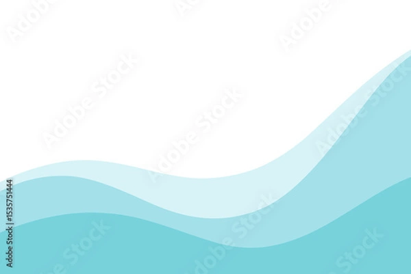 Fototapeta Emerald sea waves on a white background. Endless undulating water shapes, abstract background, flat design, vector. Modern minimalistic background element for banners, labels, posters