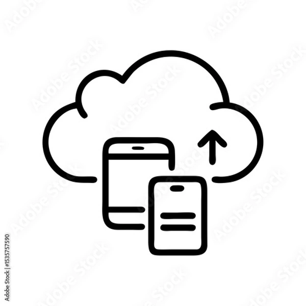 Obraz Cloud data syncing icon in black line style