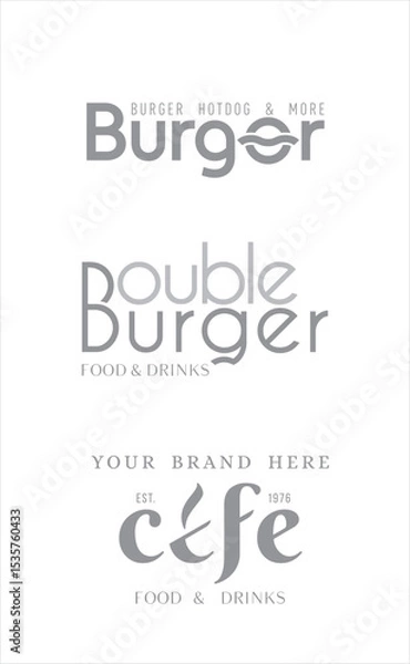 Fototapeta Logotypes set for burger, fastfood and foodcourts