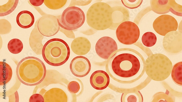 Obraz Seamless Retro Wallpaper with Circular Geometric Pattern in Warm Faded Tones – Vintage Mid-Century Design Background 