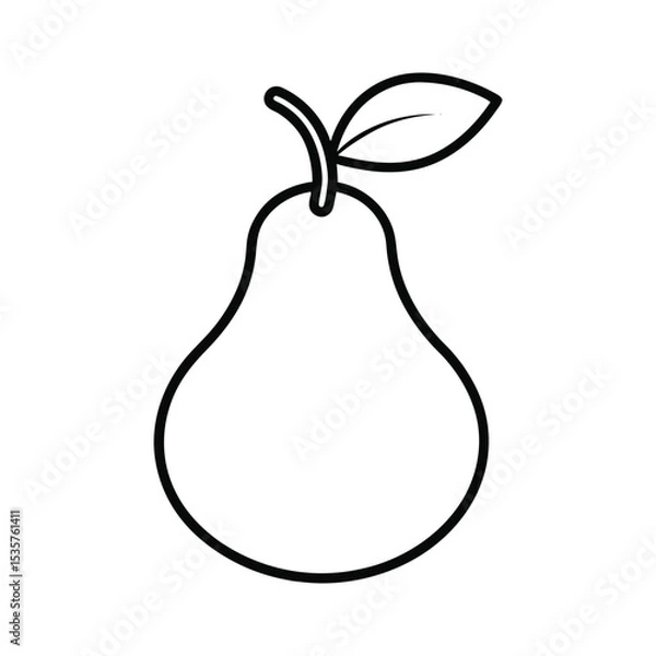 Fototapeta -pear-icon-outline-black-vector-on-white-backgroun (1).eps