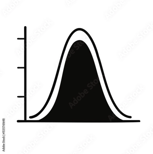 Fototapeta Bell Curve Graph Icon – Dual Distribution Outline Vector on White Background