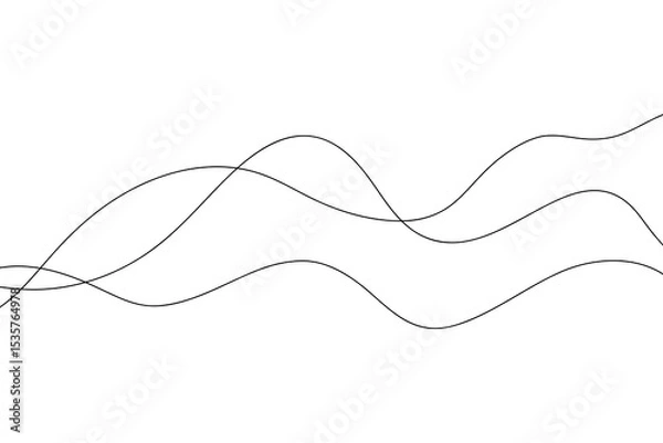 Obraz Abstract wavy endless lines on a white background. Modern minimalistic background, vector. Fine lines with curves for decoration, design, banner, background. Background drawing with waves