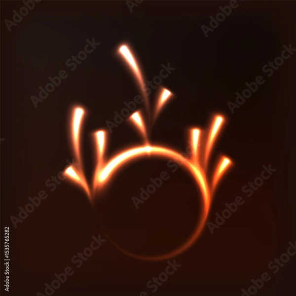Obraz circle with arrows , decorative  glow warm light effect Isolated in deep brown background 
