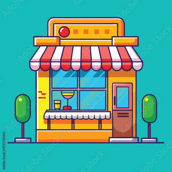 Fototapeta Colorful shop storefront vector illustration perfect for retail business graphics and urban location design