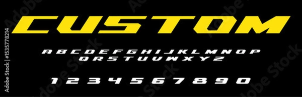 Fototapeta Custom lettering font Vector silver effect graphic design. Apparel clothing prints eps svg png. Motorsport designs posters stickers. Download it Now in high resolution format and print it in any size