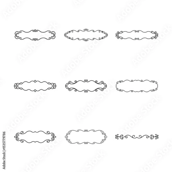 Fototapeta Elegant Decorative Frames and Borders with Swirls and Flourishes Collection