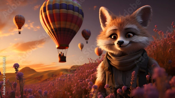 Fototapeta red fox in the sky