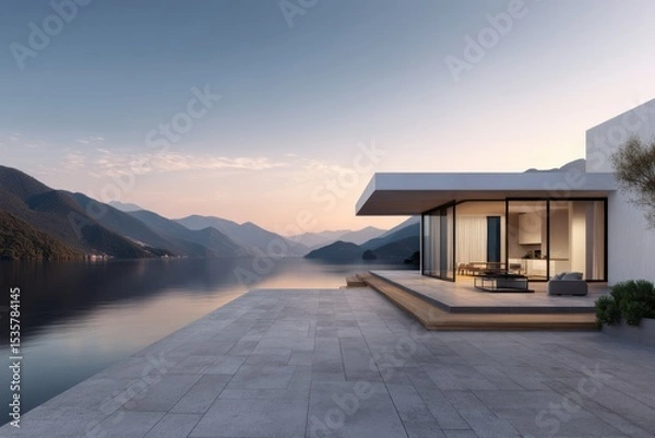 Fototapeta Modern house architecture design on white background