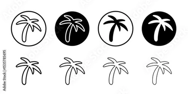 Fototapeta Palm tree icon Thin line illustration set vector