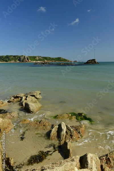 Fototapeta St Brelade Bay, Jersey, U.K. The coastal islands resort in the Summer.