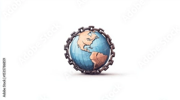 Fototapeta An artistic globe illustration symbolizing global connection and technology innovation.
