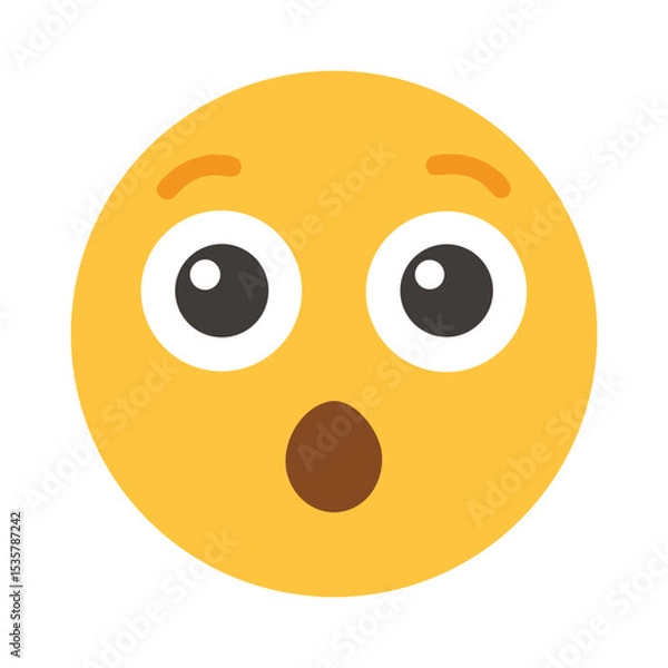 Fototapeta Yellow surprised face emoji on transparent background digital vector illustration colorful vector icon