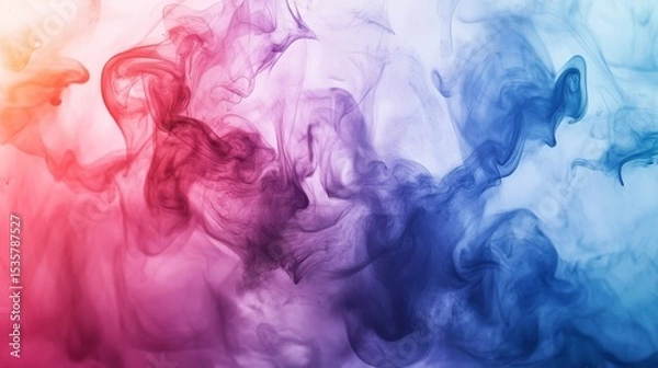 Obraz Watercolor, acrylic, and pencil create a smoky, colorful abstract art on canvas. Hand-painted stains and brushstrokes give a textured background.
