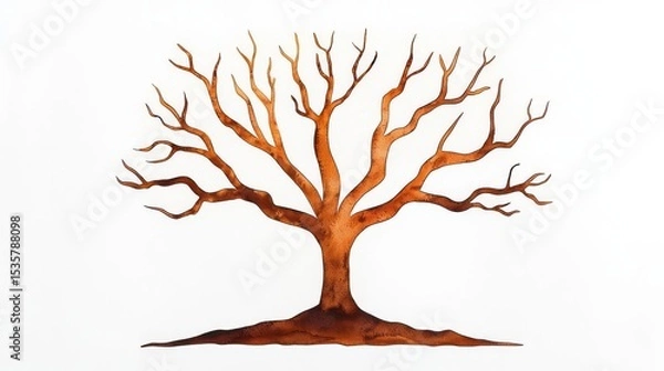 Fototapeta A detailed illustration of a barren tree silhouette with intricate branches against a plain background.