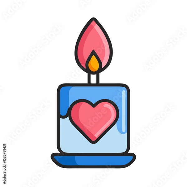 Fototapeta Heart candle illuminating love and affection in a vibrant, stylized design colorful vector icon