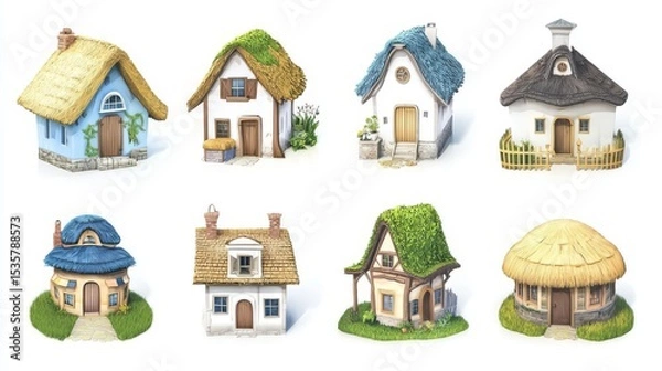 Fototapeta Charming miniature houses showcasing unique architectural styles and colors, perfect for creative projects.
