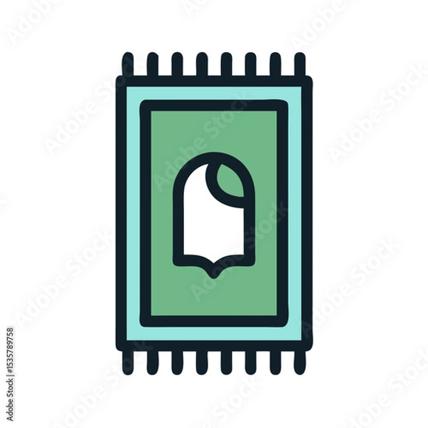 Fototapeta Illustration of a prayer rug in cartoon style with rounded edges colorful vector icon