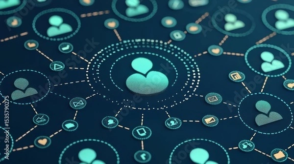 Obraz A digital network connecting users, symbolizing communication and collaboration in a modern landscape.
