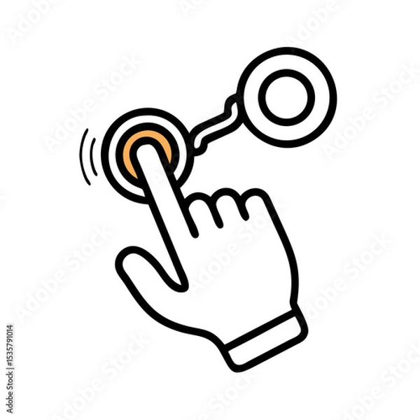 Fototapeta Hand interacting with a rotary switch or dial, icon design element colorful vector icon
