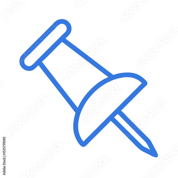 Fototapeta Blue pushpin icon, flat vector illustration, for office and school use colorful vector icon