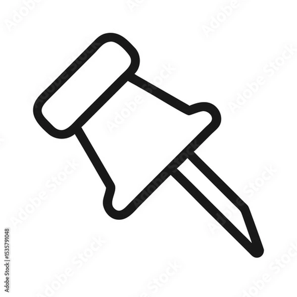 Fototapeta Simple black and white icon of a classic pushpin or thumbtack colorful vector icon
