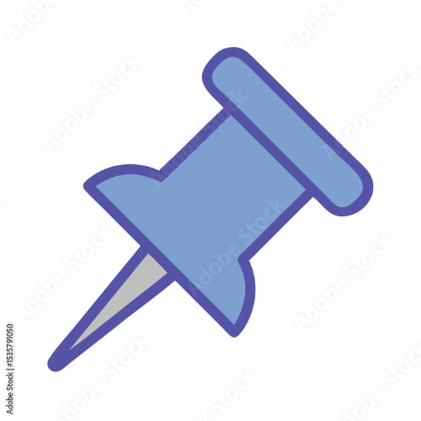 Fototapeta Blue thumbtack illustration with purple outline on a transparent background colorful vector icon
