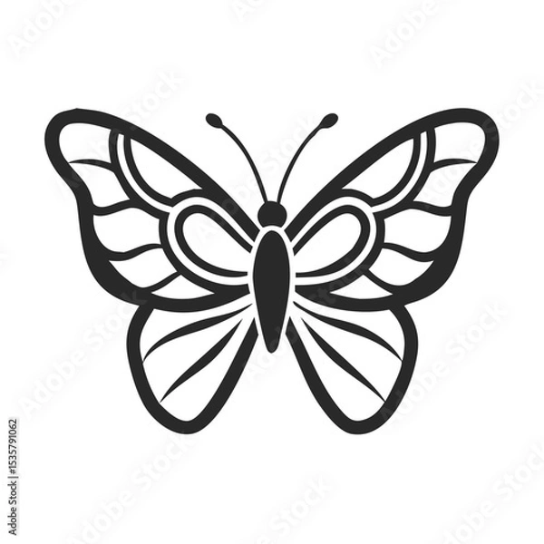 Fototapeta Elegant Butterfly Illustration with Intricate Wing Designs and Simple Silhouette Style colorful vector icon